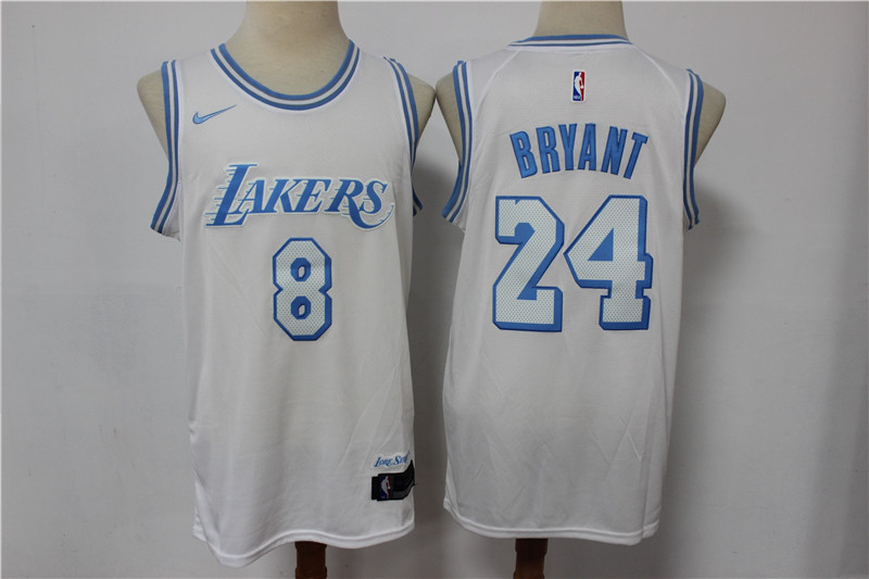 【Lakers #8+24 Bryant White Nike Swingman Jersey】