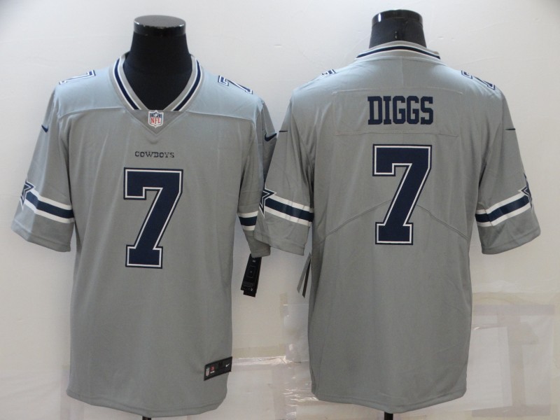 【Men Dallas Cowboys Trevon Diggs #7 Rush Limited 2021 Draft grey Jersey】