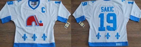 NHL Quebec Nordiques #19 SAKIC White With C Patch Jersey