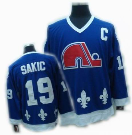 NHL Quebec Nordiques #19 SAKIC Navy Blue Jersey