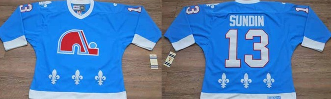 NHL Quebec Nordiques #13 SUNDIN Sky Blue Jersey