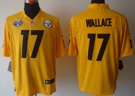 Nike Pittsburgh Steelers #17 Mike Wallace Yellow Game 80TH Jersey