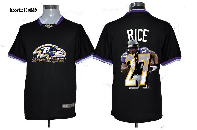 Nike NFL Baltimore Ravens Team All-Star Fashion #27 Rice Black Jerseys