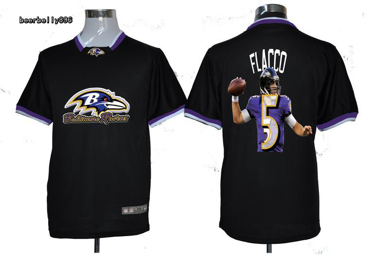 Nike NFL Baltimore Ravens Team All-Star Fashion #5 Flacco Black Jerseys
