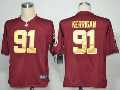 Nike Washington Redskins 91 Ryan Kerrigan Red Gold Number Game Jerseys