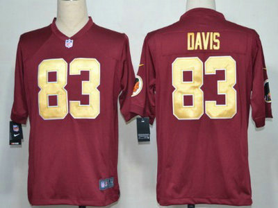 Nike Washington Redskins 83 Fred Davis Red With Gold Game Jersey