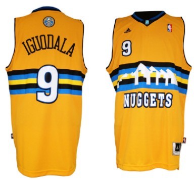 Denver Nuggets #9 Andre Iguodala Revolution 30 Swingman Yellow Jersey