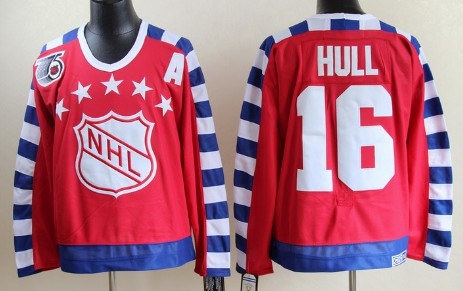 NHL 1992 All-Star #16 Brett Hull Red Throwback CCM 75TH Jersey