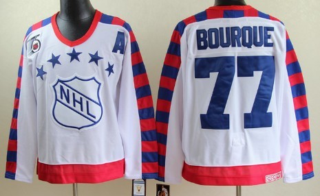 NHL 1992 All-Star #77 Ray Bourque White Throwback CCM 75TH Jersey