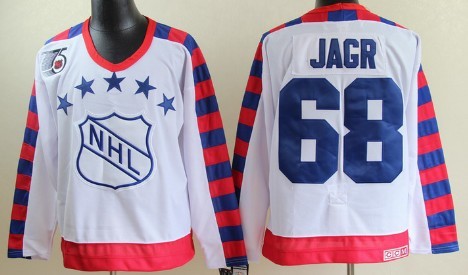 NHL 1992 All-Star #68 Jaromir Jagr White Throwback CCM 75TH Jersey