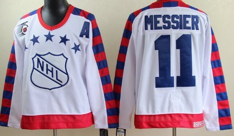 NHL 1992 All-Star #11 Mark Messier White Throwback CCM 75TH Jersey