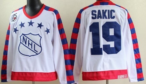 NHL 1992 All-Star #19 Joe Sakic White Throwback CCM 75TH Jersey