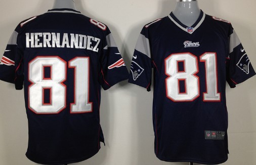Nike New England Patriots #81 Aaron Hernandez Blue Game Jersey