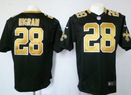 Nike New Orleans Saints #28 Mark Ingram Black Game Jersey