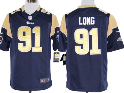Nike St. Louis Rams #91 Chris Long Navy Blue Game Jersey