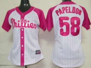Philadelphia Phillies #58 Jonathan Papelbon 2012 Fashion Womens by Majestic Athletic Jersey