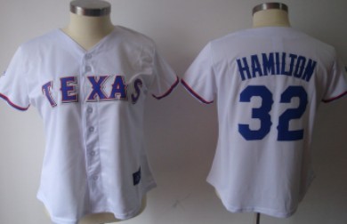 Texas Rangers #32 Hamilton White Womens Jersey