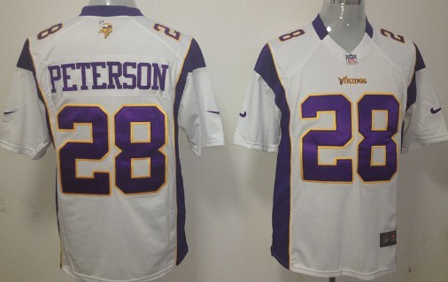 Nike Minnesota Vikings #28 Adrian Peterson White Game Jersey