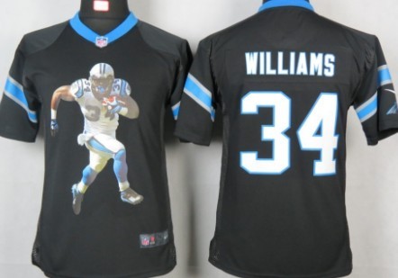 Nike Carolina Panthers #34 DeAngelo Williams Printed Portrait Black Kids Jersey
