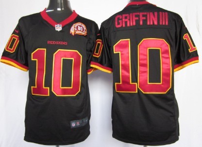 Nike Washington Redskins #10 Robert Griffin III Black Game 80TH Jersey
