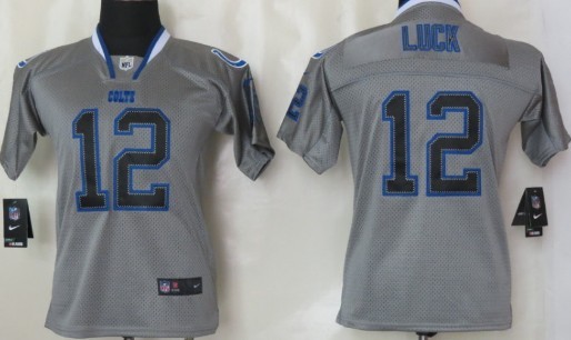 Nike Indianapolis Colts #12 Andrew Luck Lights Out Gray Kids Jersey