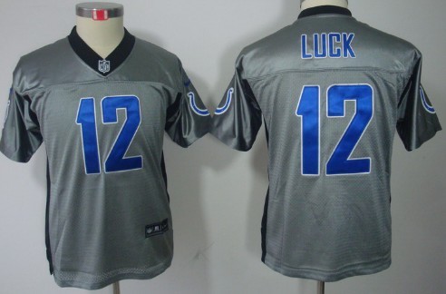 Nike Indianapolis Colts #12 Andrew Luck Gray Kids Jersey