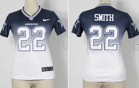 Nike Dallas Cowboys #22 Emmitt Smith 2013 Drift Fashion II Blue Womens Jersey