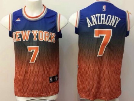 New York Knicks #7 Carmelo Anthony Revolution 30 Swingman 2013 Resonate Blue Jersey