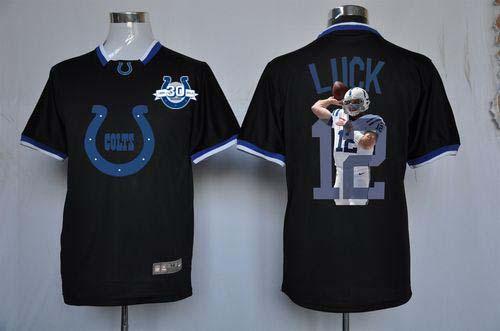 Nike Indianapolis Colts #12 Andrew Luck Black With 30TH Seasons Patch Game All Star Fashion Jersey
