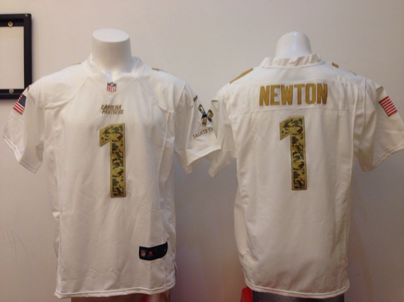 Nike Carolina Panthers 1 Cam Newton Salute to Service White Game Jersey
