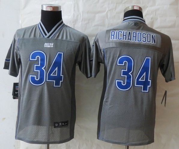 Nike Indianapolis Colts 34 Trent Richardson Grey Vapor Elite Kids Jerseys
