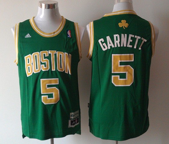 Boston Celtics #5 Kevin Garnett Revolution 30 Swingman Green With Gold Jersey