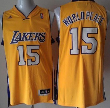 Los Angeles Lakers #15 World Peace Revolution 30 Swingman Yellow Jersey