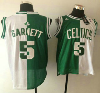 Boston Celtics #5 Kevin Garnett Revolution 30 Swingman Green And White Split Jersey