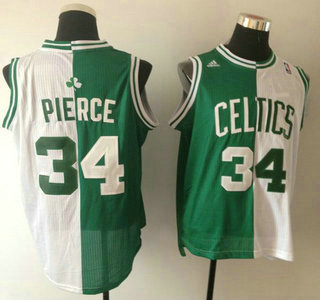 Boston Celtics #34 Paul Pierce Revolution 30 Swingman Green And White Split Jersey