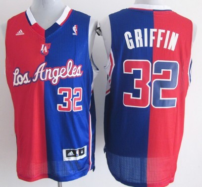 Los Angeles Clippers #32 Blake Griffin Revolution 30 Swingman Red And Blue Split Jersey