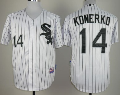 Chicago White Sox #14 Paul Konerko White With Black Pinstripe Jersey