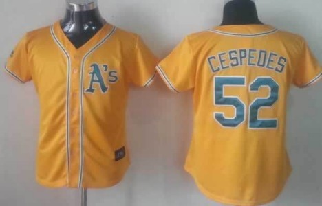 Oakland Athletics 52 Yoenis Cespedes Yellow Womens Jersey