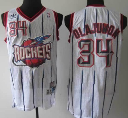 Houston Rocket #34 Hakeem Olajuwon ABA Hardwood Classic Swingman White Jersey