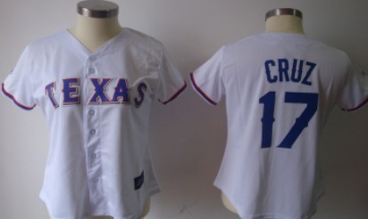 Texas Rangers #17 Nelson Cruz White With Blue Womens Jersey