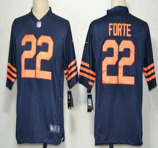 Nike Chicago Bears 22 Matt Forte Blue With Orange Game Jersey