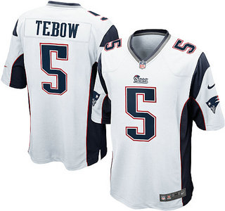 Nike New England Patriots 5 Tim Tebow white Game NFL Jersey