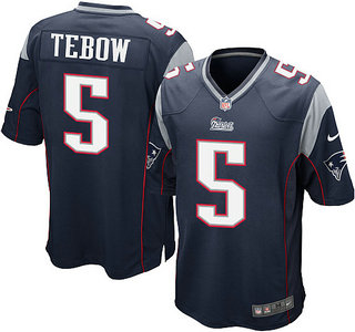 Nike New England Patriots 5 Tim Tebow Blue Game NFL Jersey