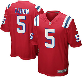 Nike New England Patriots 5 Tim Tebow Red Game NFL Jersey