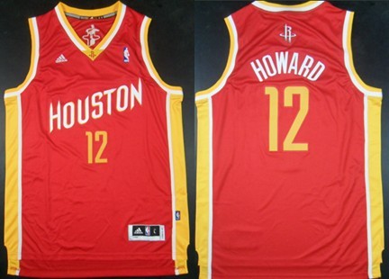 Houston Rockets #12 Dwight Howard Revolution 30 Swingman Red With Gold Jersey