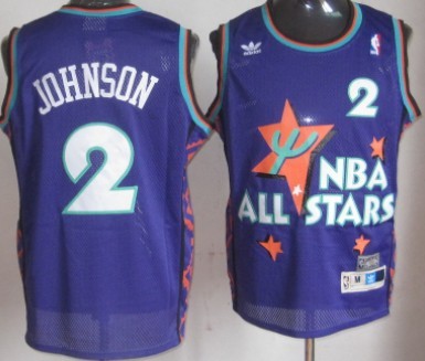 NBA 1995-1996 All-Star #2 Larry Johnson Purple Swingman Throwback Jersey