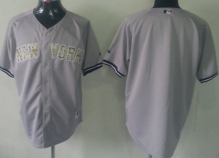 New York Yankees Customized Gray With Camo Jersey