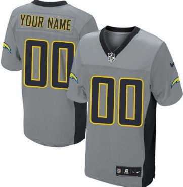 Nike San Diego Chargers Customized Gray Shadow Elite Jersey