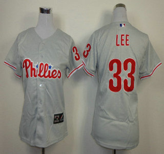 Philadelphia Phillies #33 Cliff Lee Grey Womens Jersey