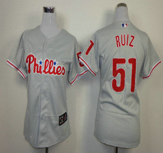 Philadelphia Phillies #51 Carlos Ruiz Grey Womens Jersey